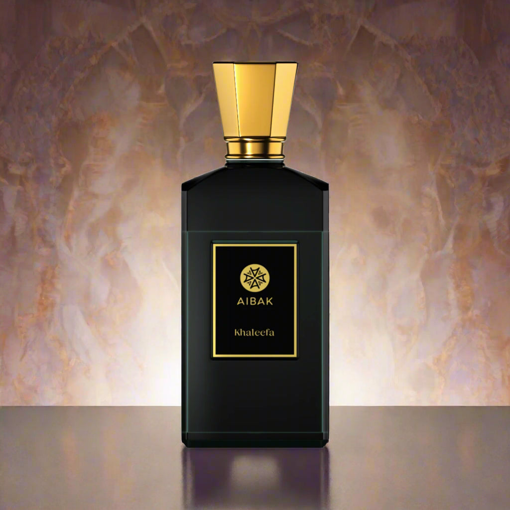 Khaleefa: Arabic Stallion-Inspired Perfume - 55 ML: An Invigorating Blend of Saffron, Lavender, and Bergamot Notes. Unleash the Essence at aibakperfumes.com